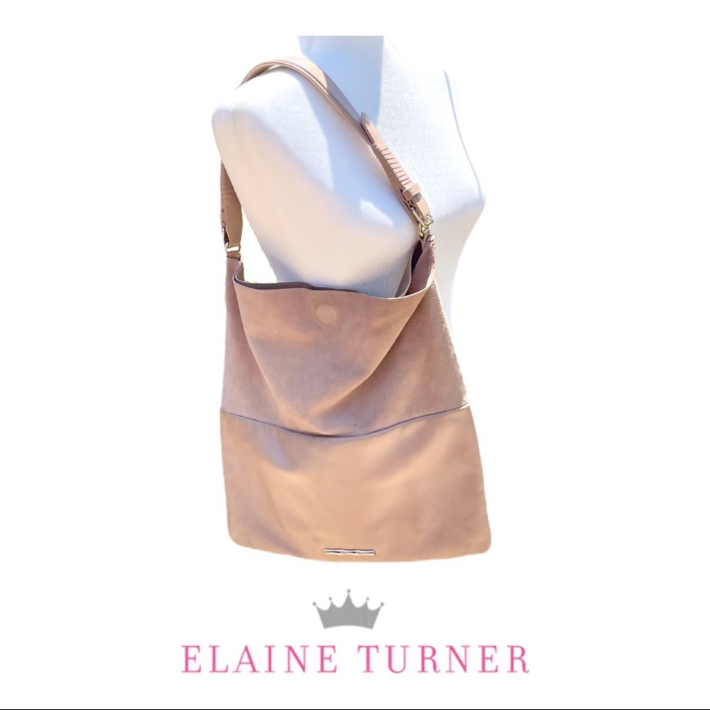 ➰ Elaine Turner • Leather Suede Hobo Shoulder Bag w/ ET Dust Bag
